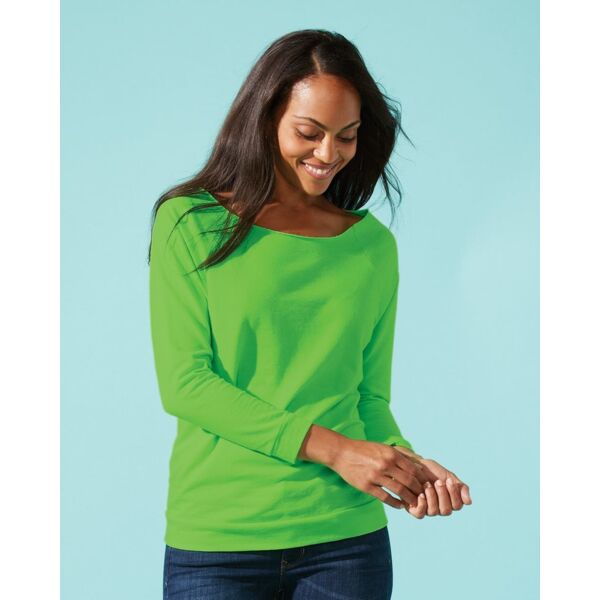 Women's Terry Raw Edge Three-Quarter Sleeve Raglan Thumbnail
